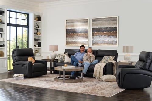leather furniture in living room
