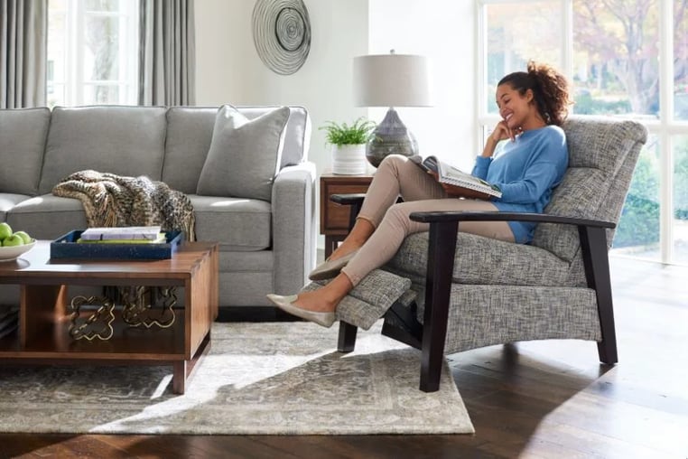 Woman reclining in Nouveau recliner