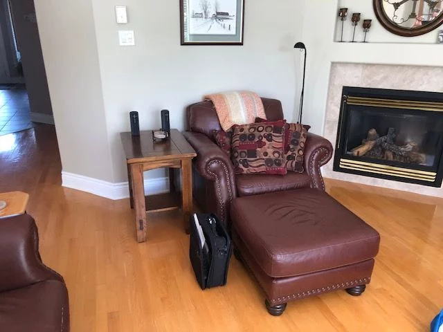 before photo chaise Great Room Makeover in Embrun: before photos