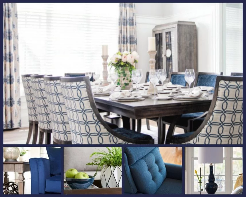 Pantone's 2020 colour of the year classic blue represented in La-Z-Boys furniture, collage photo