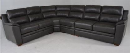 LENNOX LEATHER STATIONARY 3 PIECE SECTIONAL - DARK GREY