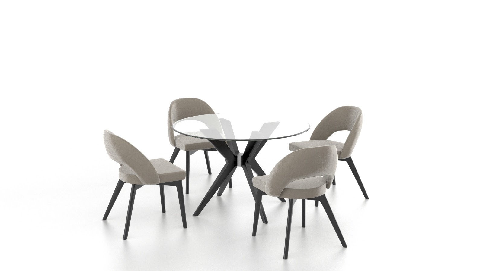 Image - 1 - CANADEL DOWNTOWN ROUND DINING SET - GLASS TOP/ GREY