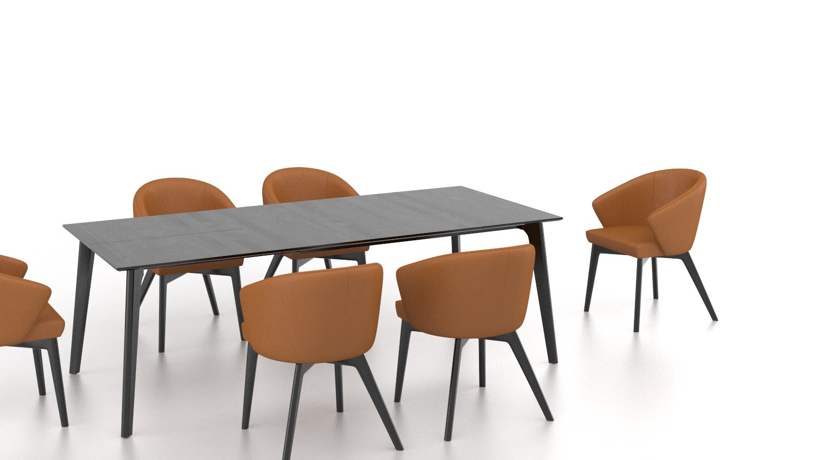 CANADEL DOWN TOWN PULL OUT LEAF DINING SET - BLACK/COGNAC