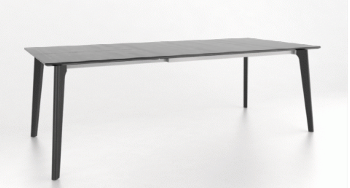 CANADEL DOWN TOWN PULL OUT LEAF DINING SET - BLACK/COGNAC