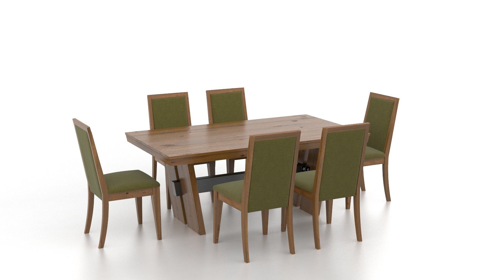 CANADEL EASTSIDE DINING TABLE WITH 6 CHAIRS - GREY/GREEN