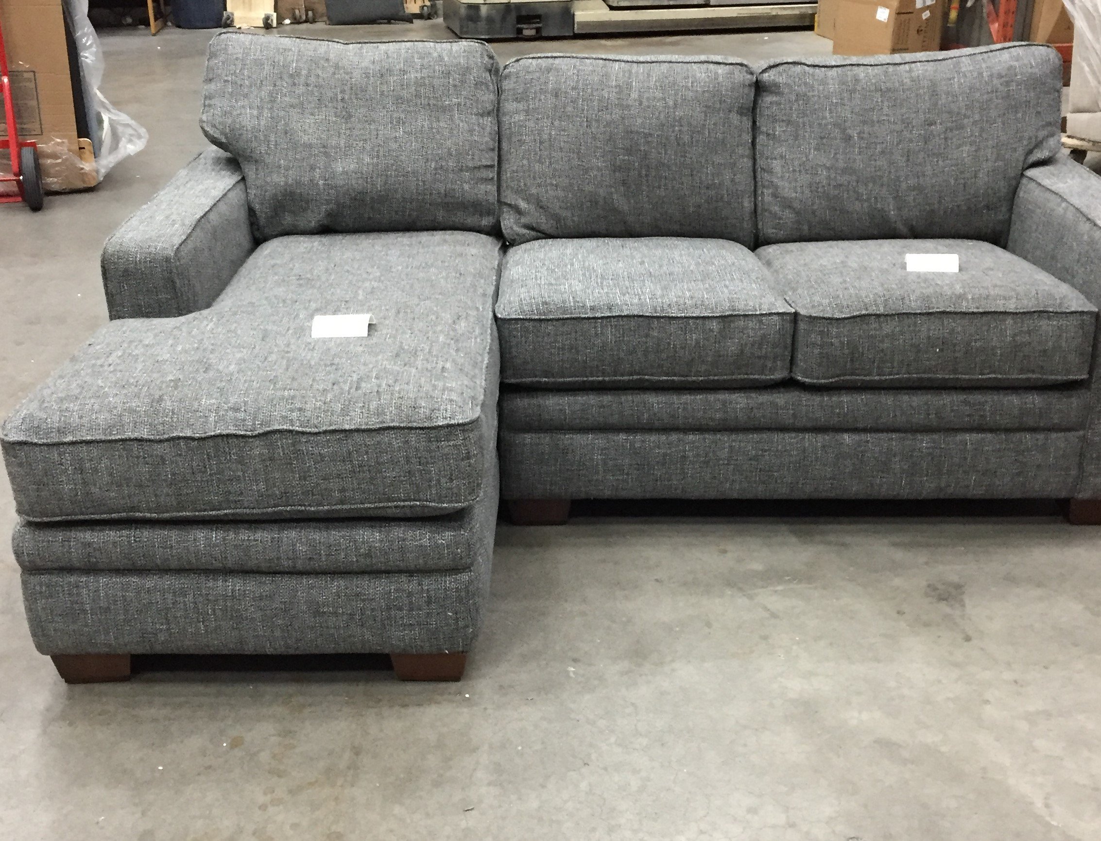 MEYER FABRIC 3 PEICE SOFA W/ CHAISE - CHARCOL GREY